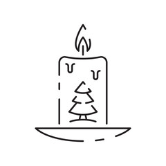 Vector candle line icon. Christmas black linear symbols on a white background. Editable stroke. Happy New Year, birthday, and church or Christian, pray