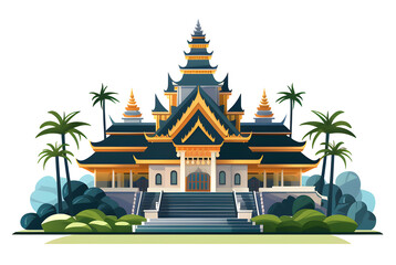 Thai temple, Thai palace, cartoon vector, dicut, PNG file, isolated background