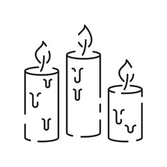 Vector candle line icon. Christmas black linear symbols on a white background. Editable stroke. Happy New Year, birthday, and church or Christian, pray