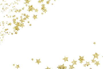 Obraz na płótnie Canvas golden glitter christmas stars border. PNG