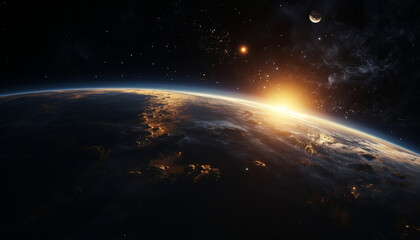 Vue satellite de la terre, vue de l'espace. Univers, étoiles, lune, cosmos, planète Pour conception et création graphique