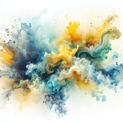 Fototapeta na wymiar Abstract colorful ink paint splash, splatter brush strokes, Watercolor powder explosion, smoke paint effect, stain grunge isolated on white background
