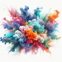 Fototapeta na wymiar Abstract colorful ink paint splash, splatter brush strokes, Watercolor powder explosion, smoke paint effect, stain grunge isolated on white background