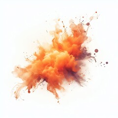 Fototapeta na wymiar Abstract colorful ink paint splash, splatter brush strokes, orange watercolor powder explosion, smoke paint effect, stain grunge isolated on white background