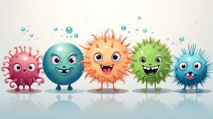 Obraz premium Various funny colorful viruses