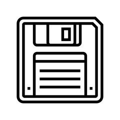 floppy disk saving loading data line icon vector. floppy disk saving loading data sign. isolated contour symbol black illustration