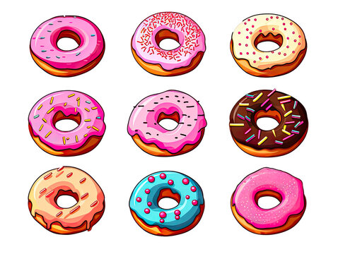 various kinds of donut pictures