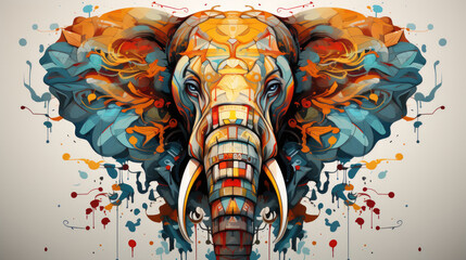 A colorful vector illustration inspired by Elephant Festival, Jaypur, India, shapes graffiti