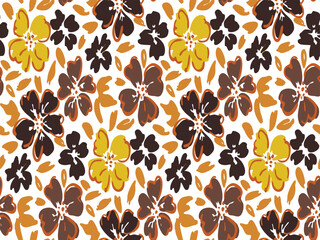 Full seamless floral pattern vintage background. Ornamental soft garden flowers and leaves design for fabric print illustration. Retro vector.