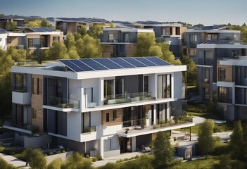 Modern eco-friendly multifamily homes with photovoltaic cells
