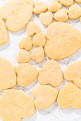 Heart-shaped sugar cookies with royal icing