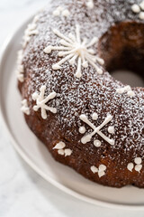 Gingerbread bundt cake with caramel filling