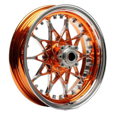 Orange and Silver Motorcycle Wheel on transparent Background