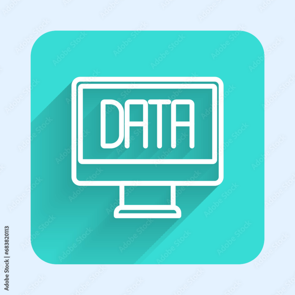 Fototapete white line data analysis icon isolated with long shadow background. business data analysis process, 