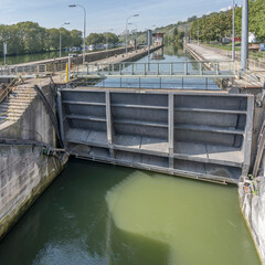 locks at Neckar river Hofen dam, Stuttgart, Germany