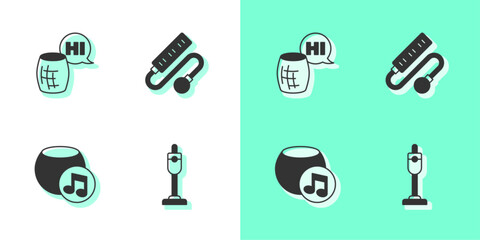 Set Vacuum cleaner, Voice assistant, and Electric extension cord icon. Vector