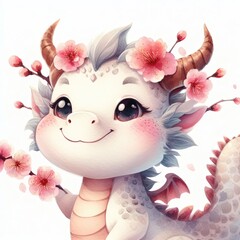 A cute cartoon-style dragon is hanging out everywhere