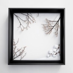 Winter Special frame covered with snow flake,photo frame in winter landscape,winter best photo frame generative Ai 