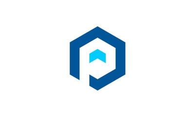 Letter P hexagon logo