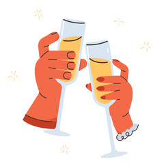 Champagne cheers.Man and woman celebrating holiday