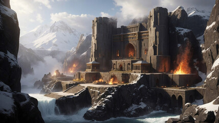Fototapeta premium Elemental Forge Stronghold