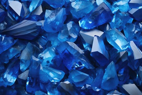 Top view of blue gemstones