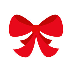 Red ribbon bow Christmas icon in flat style. Vector flat illustration of ribbon bow for decoration