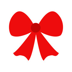 Red ribbon bow Christmas icon in flat style. Vector flat illustration of ribbon bow for decoration