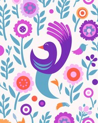 Obraz premium Seamless pattern of flower illustrations. AI generative