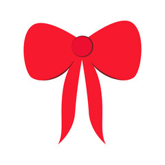 Red ribbon bow Christmas icon in flat style. Vector flat illustration of ribbon bow for decoration