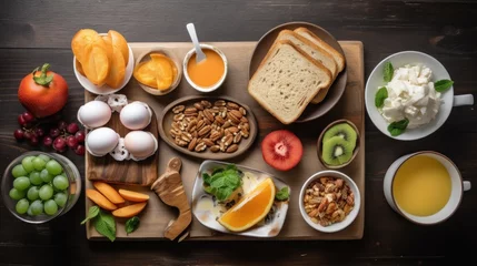 Poster Table top view of healthy breakfast food. © 3D Station