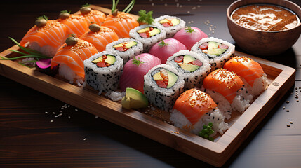 sushi platter photorealistic 