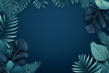 Fototapeta na wymiar Collection of tropical leaves foliage plant in blue background wallpaper