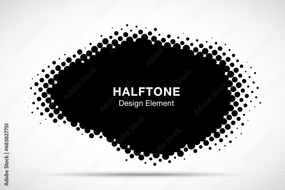 Wall mural dots pattern frame. halftone dots curved pattern background. dotted spot using half tone circle dot 