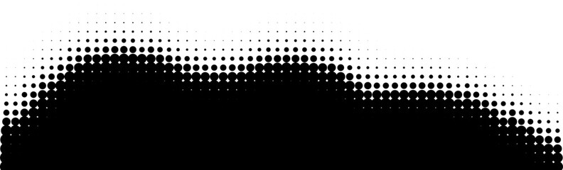 Half tone gradient wave pattern. Halftone wavy background. Texture of black dots. Abstract dotted background. Vector illustration.