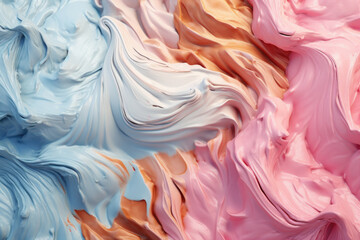 Rainbow liquid pastel ice cream, wave texture background - obrazy, fototapety, plakaty