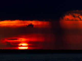Sunset over the Amazon river