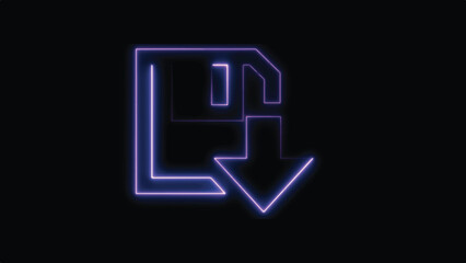 Hyperrealistic Neon Download symbol in trendy stylish colors. Futuristic technology