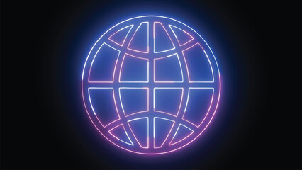 Hyperrealistic animated Neon Earth in trendy stylish colors. Futuristic technology