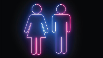 Hyperrealistic animated Neon Male and Female in trendy stylish colors. Futuristic technology