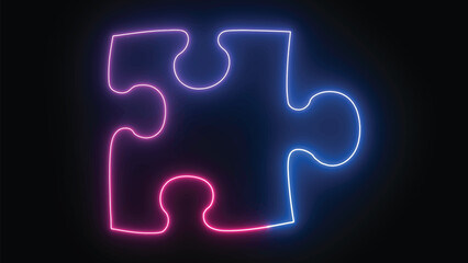 Hyperrealistic animated Neon Puzzle pieces in trendy stylish colours. Futuristic technology