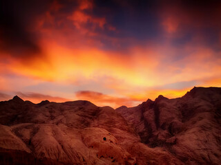 Mountains of Eastern Sinai. and burning sunset