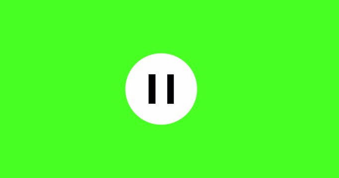 Click on the video pause and play buttons, 4K animation on a green screen.