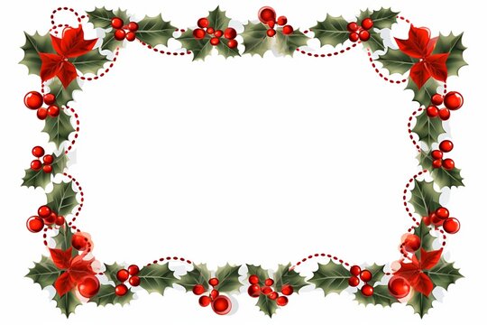 christmas holly frame-christmas frame with holly.-christmas frame with holly berries
