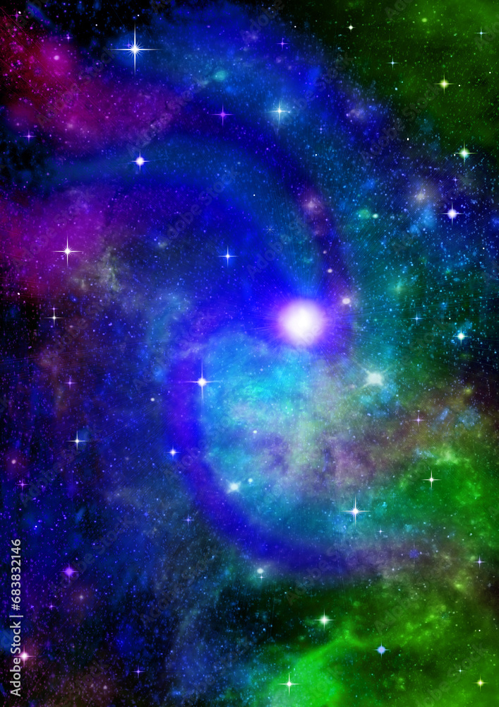 Wall mural galaxy in a free space. 3d rendering