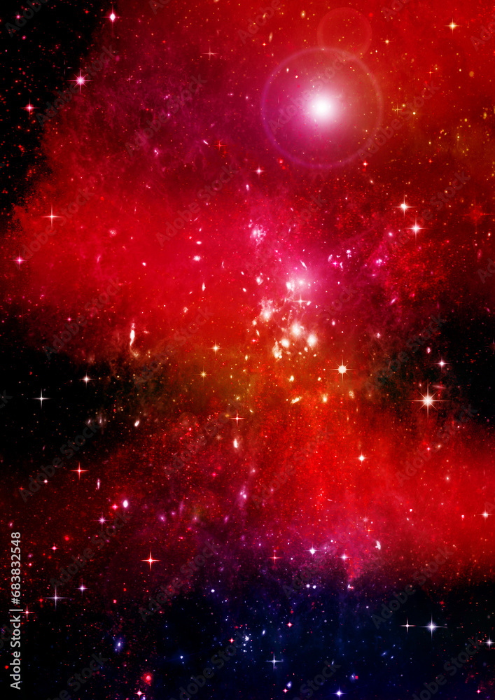 Wall mural galaxy in a free space. 3d rendering