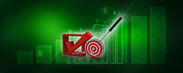 3d illustration Checkbox Tick with target