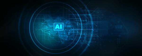 2d illustration Artificial Intelligence (AI) concept
