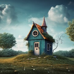 Fototapeta na wymiar a house in a grassy area