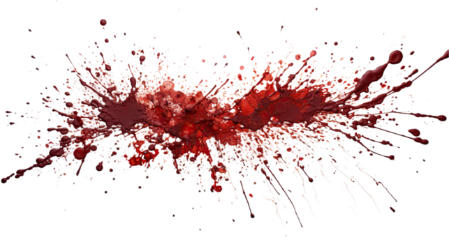 Dark Drops of blood, blood splash, blood spot. Isolated on Transparent background.